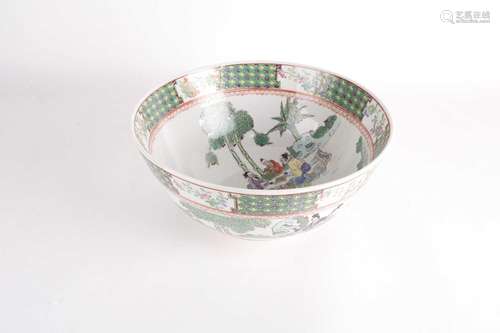 A 20th-century Chinese large famille rose bowl, the interior...