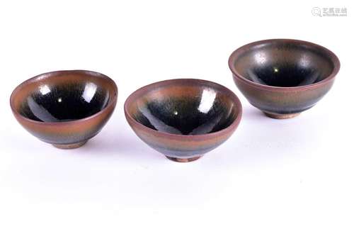 Three Chinese Jian ware 'Hares Fur' tea bowls, Min...