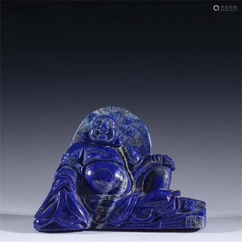 A Chinese Carved Lapis Buddha Statue