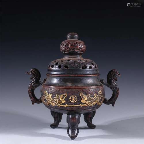 A Chinese Gilt Bronze Incense Burner