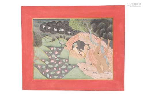 Indian school, a Ramayana scene, Rama pining after Sita bein...