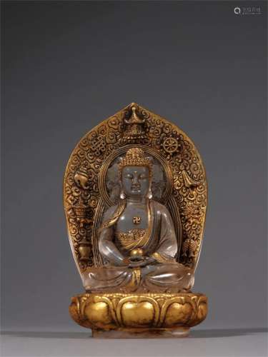 A Chinese Peking Glass Buddha Statue
