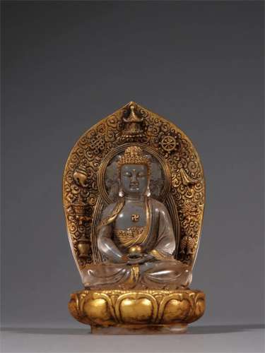 A Chinese Peking Glass Buddha Statue