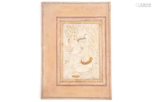 Mughal school, 19th century, a nim qalam pen and coloured in...