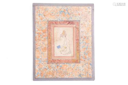 A Mughal school watercolour study of a young gentleman in an...