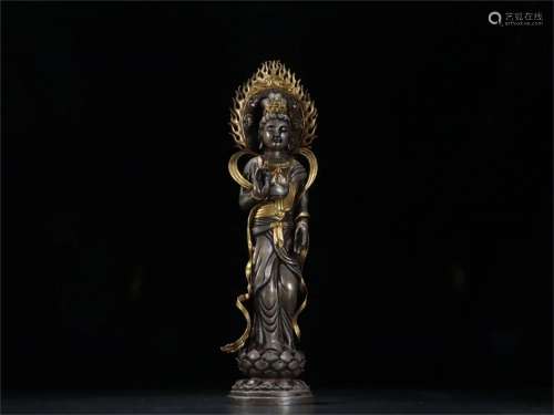 A Chinese Gilt Silver Guanyin Statue