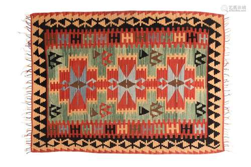 A 20th century yellow/ ochre ground Turkish kelim runner wit...