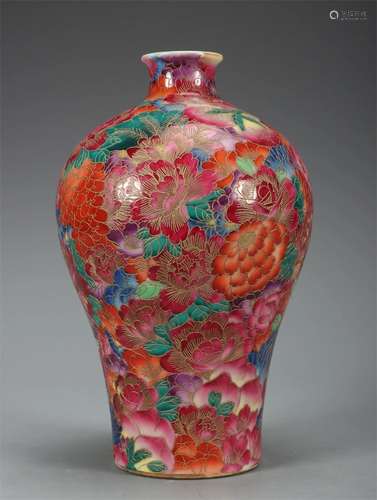 A Chinese Famille Rose Porcelain Meiping Vase