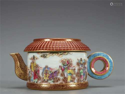 A Chinese Famille Rose Porcelain Jar with Eighteen