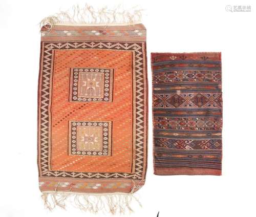 A 20th-century tribal bedding/pillow bag with soumak worked ...