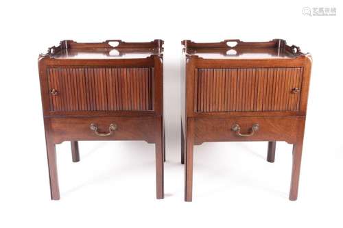 A pair of George III style mahogany tray topped night cupboa...