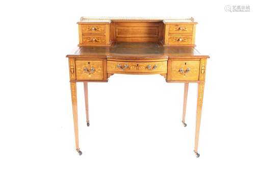 An Edwardian marquetry inlaid pale rosewood ladies Bonheur d...