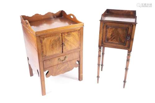 A George III mahogany tray topped night cupboard, with a pai...