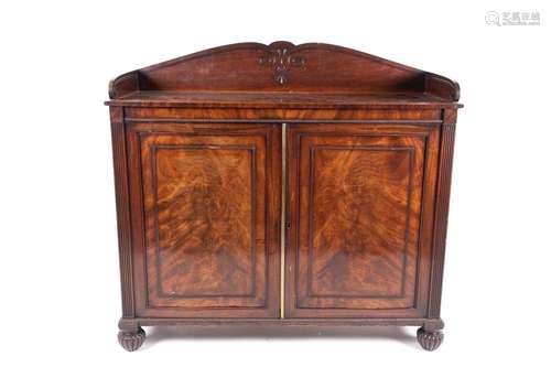 A Regency figured mahogany chiffonier, with three quarter ga...