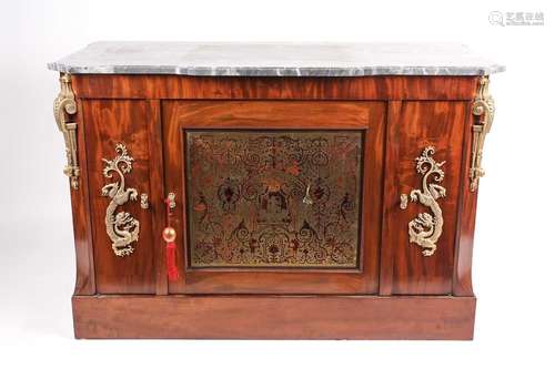 A French Empire style marble-topped mahogany commode a vanta...