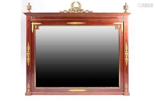 A French Empire style gilt metal mounted wall mirror, 20th c...