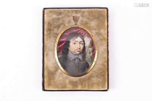 A 17th-century portrait miniature of Admiral Van Tromp, in a...