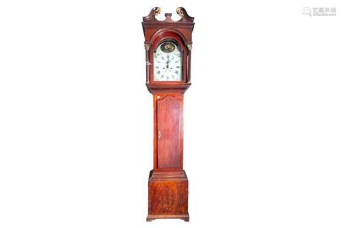 A late 18th century 8-day longcase clock. The white painted ...