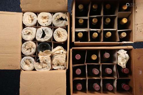 Thirty-six bottles of mixed table wine, 1950s and later.