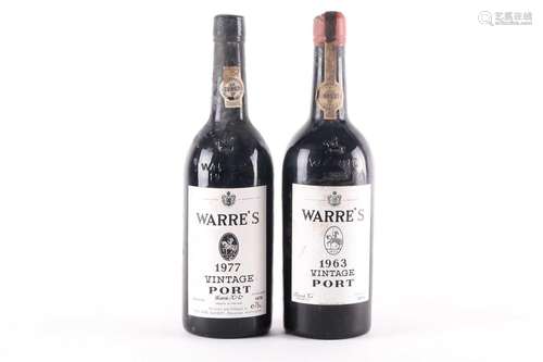 Warre's Vintage Port, two bottles: 1963 and 1977.