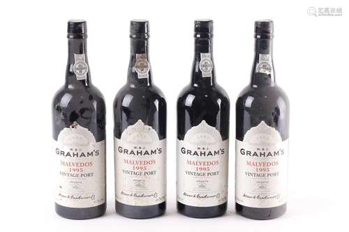 W & J Grahams, Malvedos 1995, vintage port x 4 bottles.