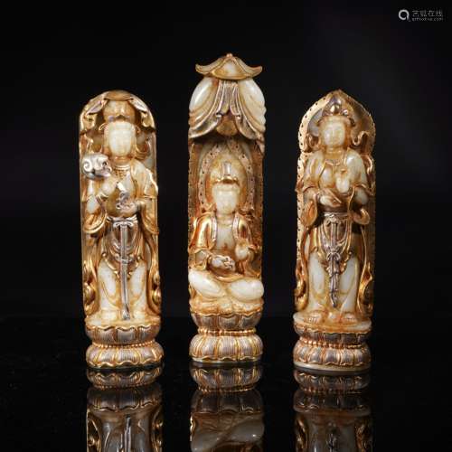 Tang Dynasty Gilt Jade Buddha Figure