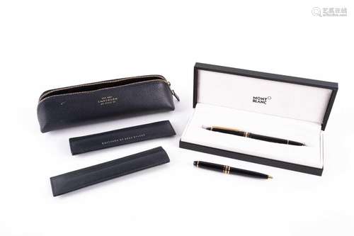 A Montblanc Meisterstuck 146 black fountain pen, the cap wit...