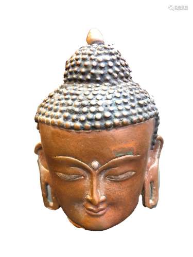 A BRONZE BUDDHA HEAD 12TH CENTURY