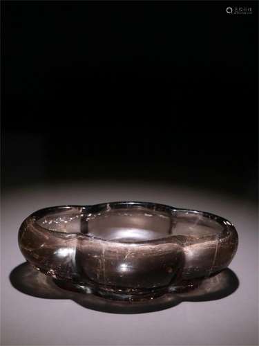 A Chinese Carved Rock Crystal Brush Washer