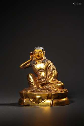 A GILT-BRONZE FIGURE FIGURE OF MIRAJBA.QING PERIOD