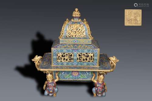 Qing Dynasty Cloisonne Ding-Form Incense Burner