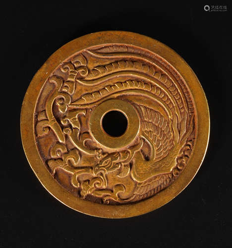 Chinese Gilt Phoenix Coin