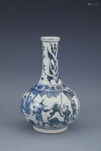 Blue and White Figure Globular Vase