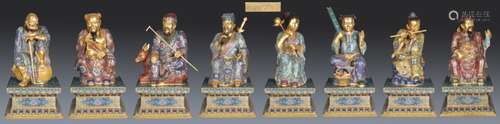 Qing Dynasty Cloisonne Figures of the Eight Immortals