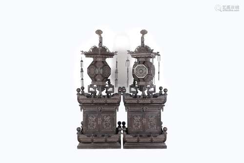 A Pair of Red Sandalwood Court Lantern