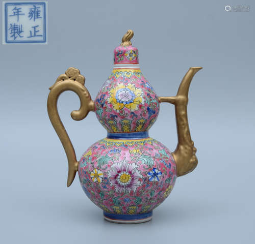 Yongzheng Enamel Flower Double-Gourd Spout