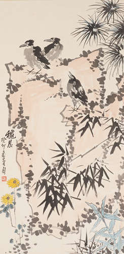 Chinese Bird Painting by Pan Tianshou