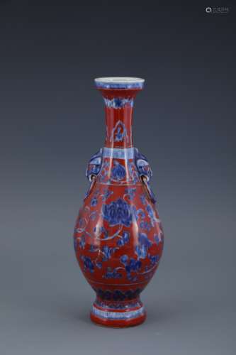 Blue and White Scrolling Lotus Vase