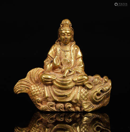 Tang Dynasty Gilt Figure of Guanyin