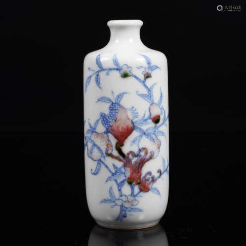 Kangxi Blue and White Underglazed Red Snuff Bottle