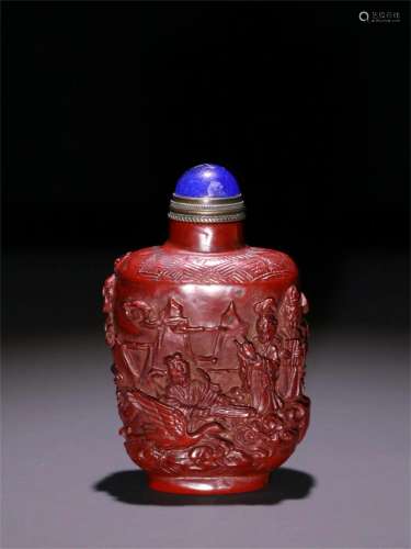 A Chinese Carved Lacquer Snuff Bottle