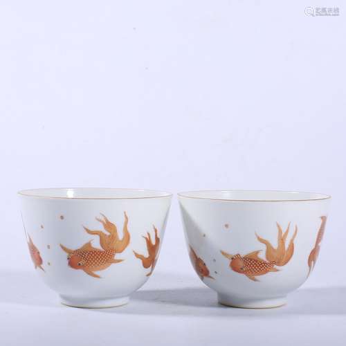 A PAIR OF COPPER-RED 'FISH' CUPS.GUANGXU PERIOD