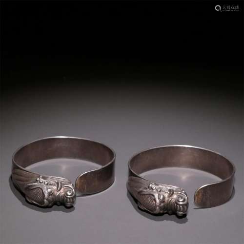 Pair of Chinese Silver Bracelets