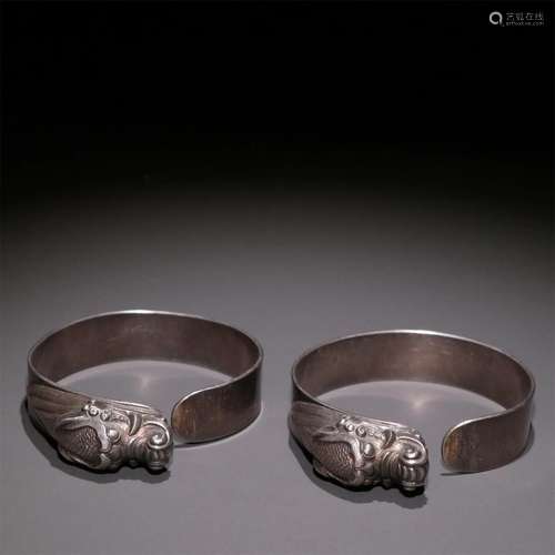 Pair of Chinese Silver Bracelets