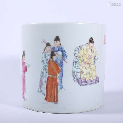 A FAMILLE-ROSE BRUSHPOT.BITONG.QIANLONG PERIOD