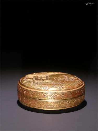 A Chinese Gilt Bronze Container with Lid