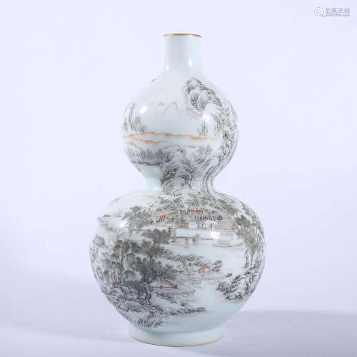 A INK-GLAZED DOUBLE-GOURD VASE.JIAQING PERIOD