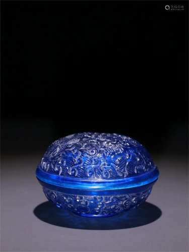 A Chinese Peking Glass Dragon Container with Lid