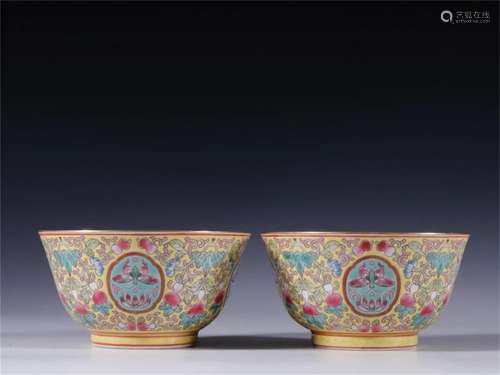 Pair of Chinese Famille Rose Porcelain Bowls