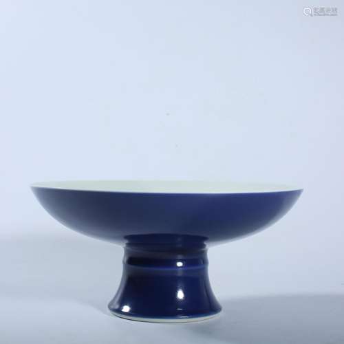 A BLUE -GLAZED STEMDISH.QIANLONG PERIOD